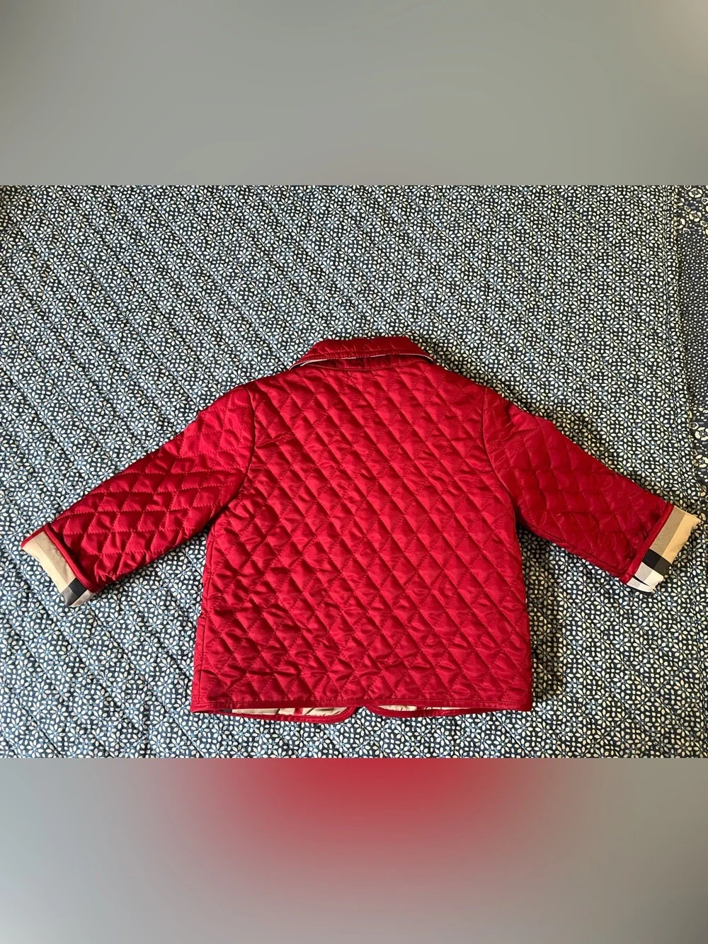 BURBERRY EUC Red Quilted Jacket CHERRY CHILDREN Nova Kids 9M Boys or Girls